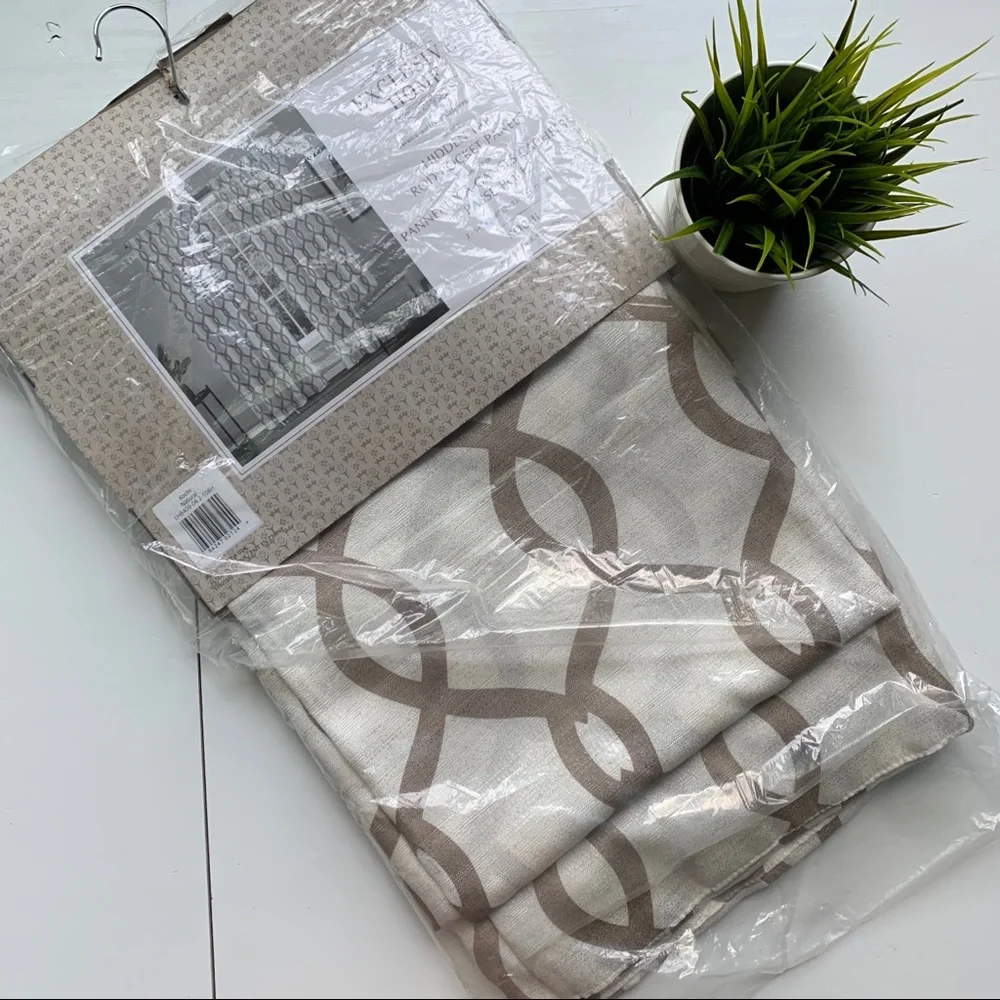 2 Plant City Kochi Beige Rod Pocket Curtain Panels Semi Sheer 54 x 108 NEW